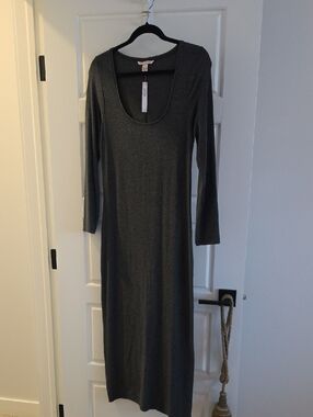 Victoria's Secret Charcoal Scoop Neck Long Sleeve Maxi Dress